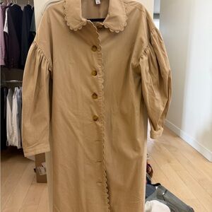 Kika Vargas Beige Trench Coat with Scalloped Edges
